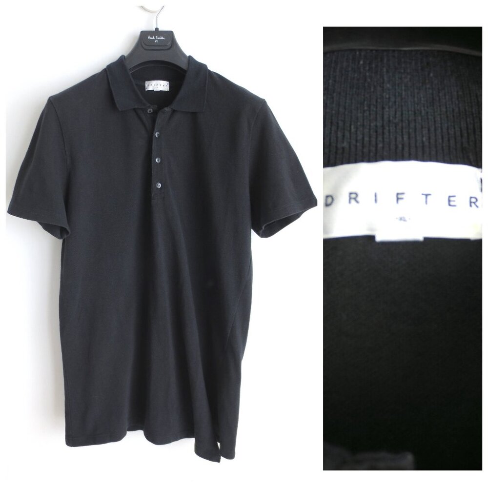DRIFTER MEN'S JOHANN POLO SHIRT BLACK Sz-XL